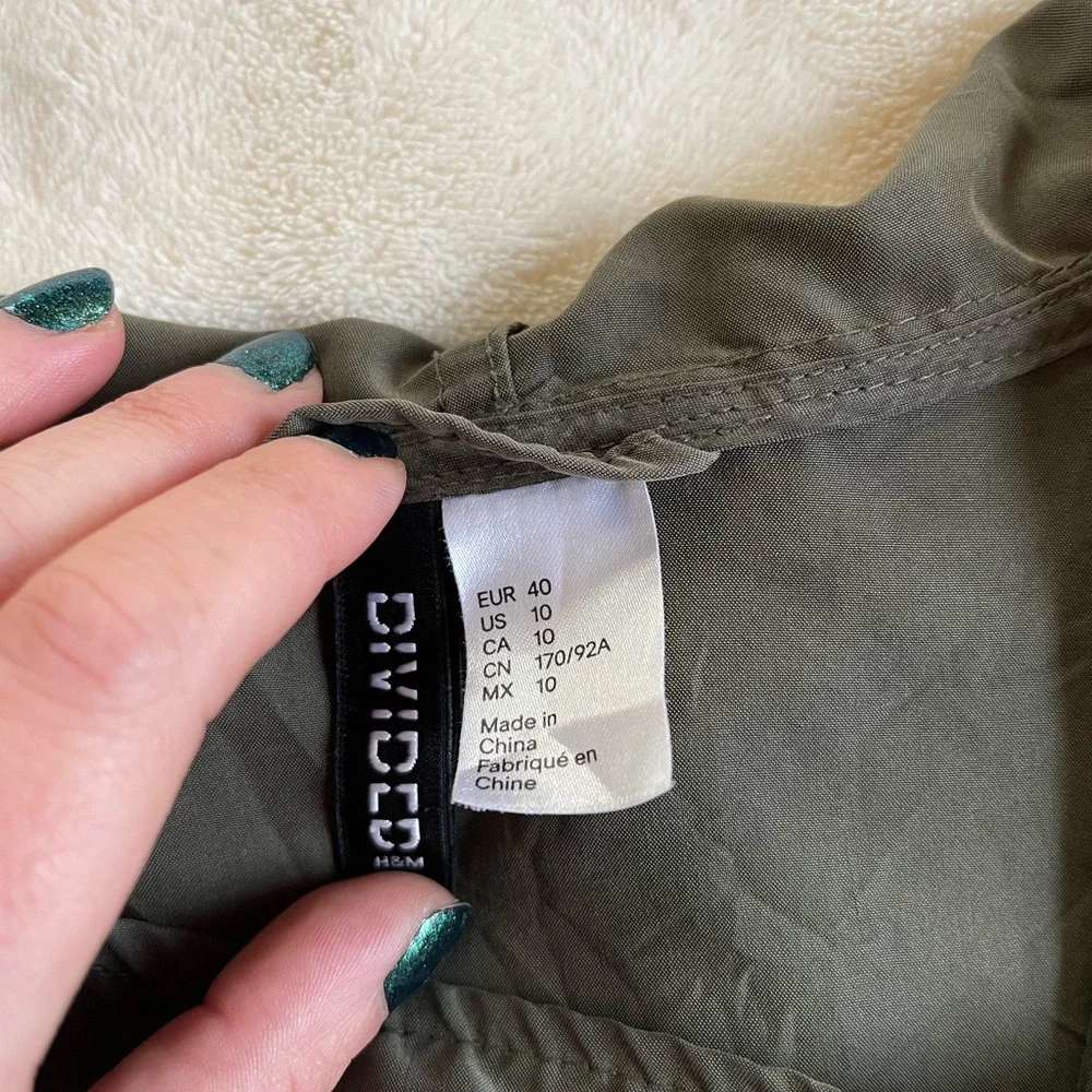 H&M Divided Olive Asymmetrical Zip Utility Jacket | Gorpcore Aesthetic Sz 10
